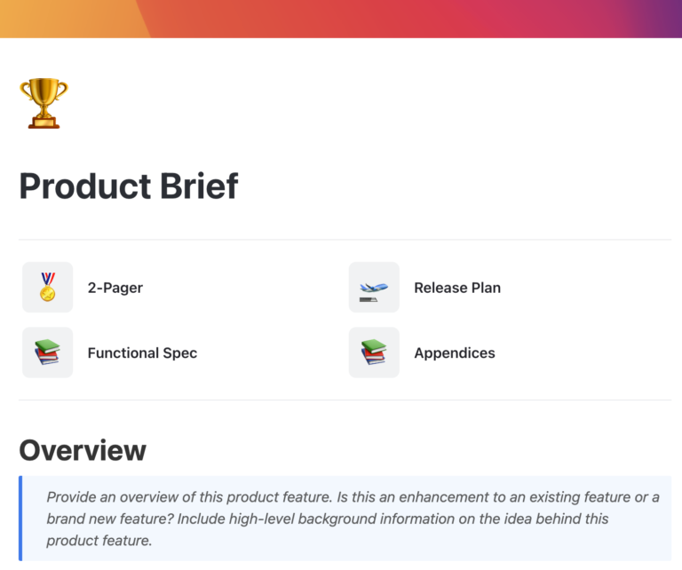 ClickUp Product Brief Document Template