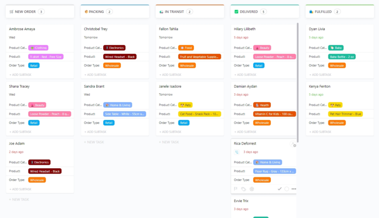 ClickUp Product Order Form Template