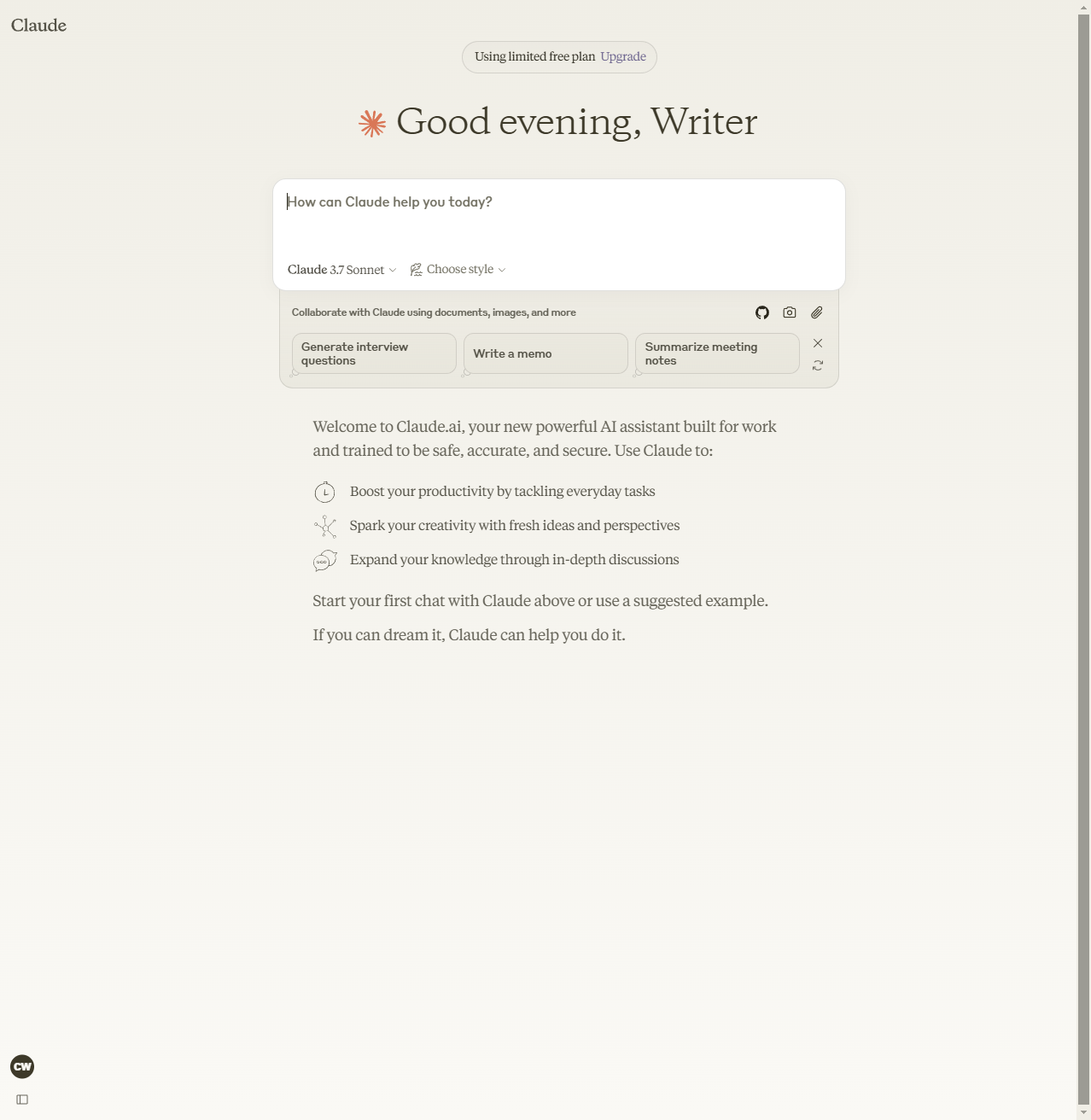 Claude: Best for AI-assisted writing and conversational intelligence