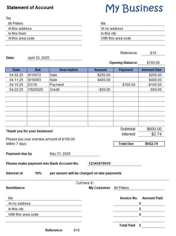 Mẫu báo cáo tài khoản: PDF Mẫu báo cáo tài khoản của Beginner Bookkeeping (PDF)