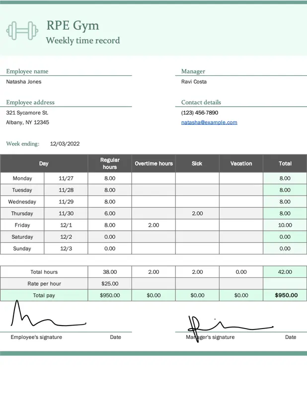 Excel Timesheet Template: Excel Small Business Weekly Time Record Template by Microsoft365