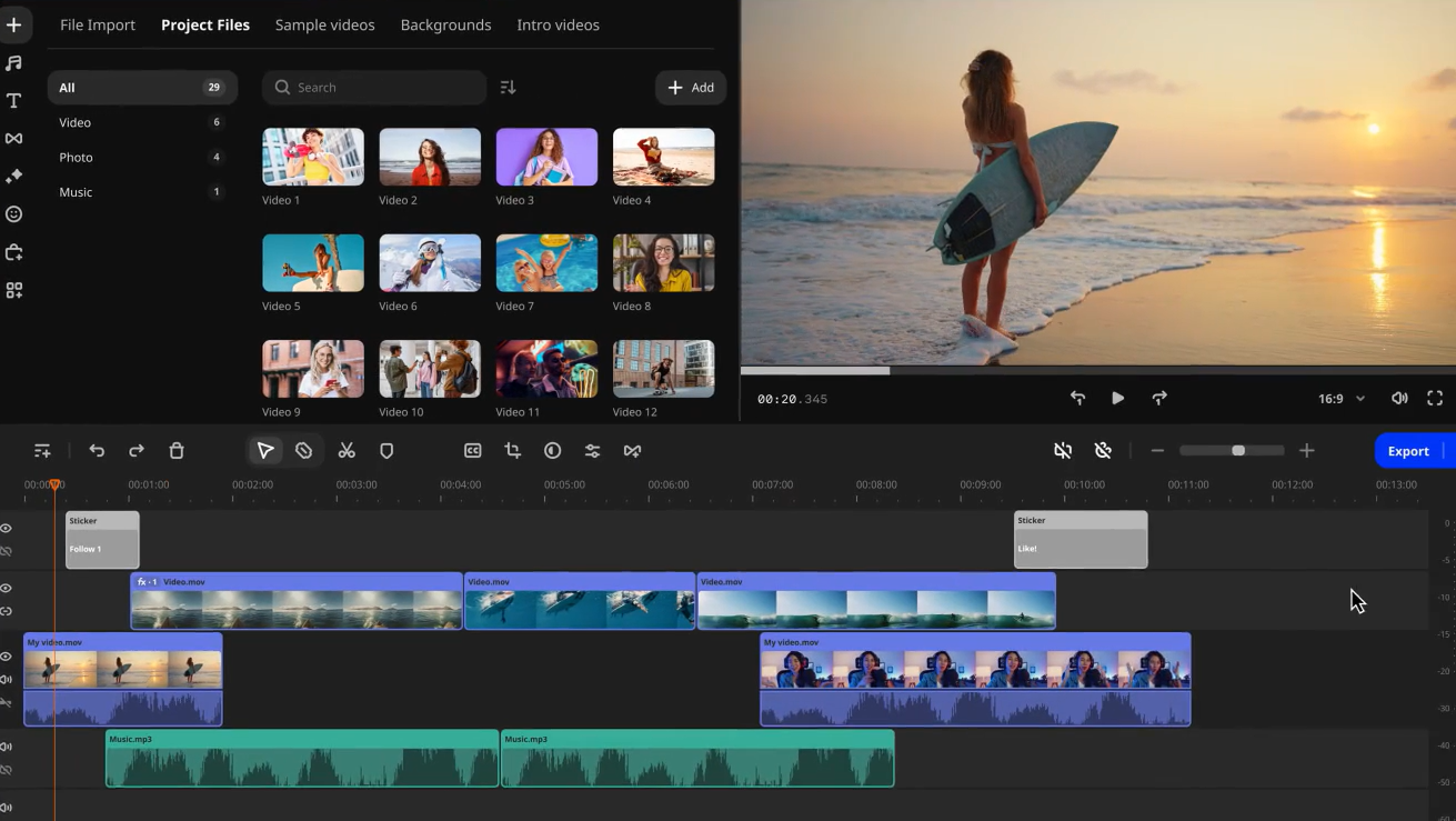 Movavi Video Editor: Terbaik untuk proyek voice over yang berfokus pada video