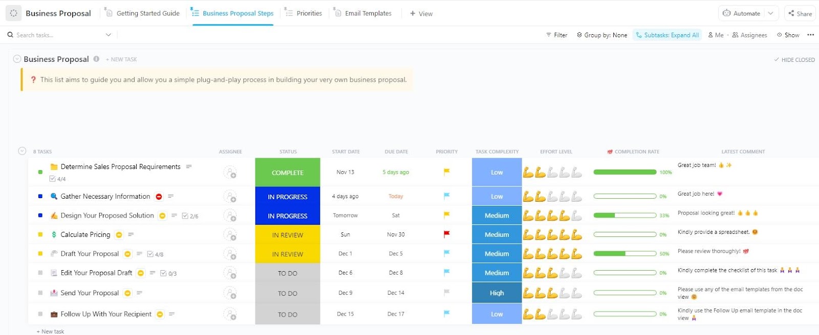 Mẫu đề xuất xây dựng: Mẫu đề xuất kinh doanh ClickUp