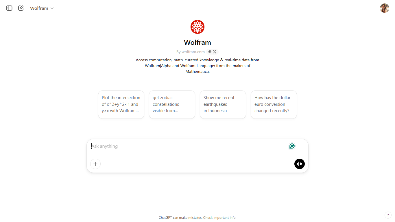 学生向けベストGPTツール:Wolfram: 最も優れた計算問題解決ツール
