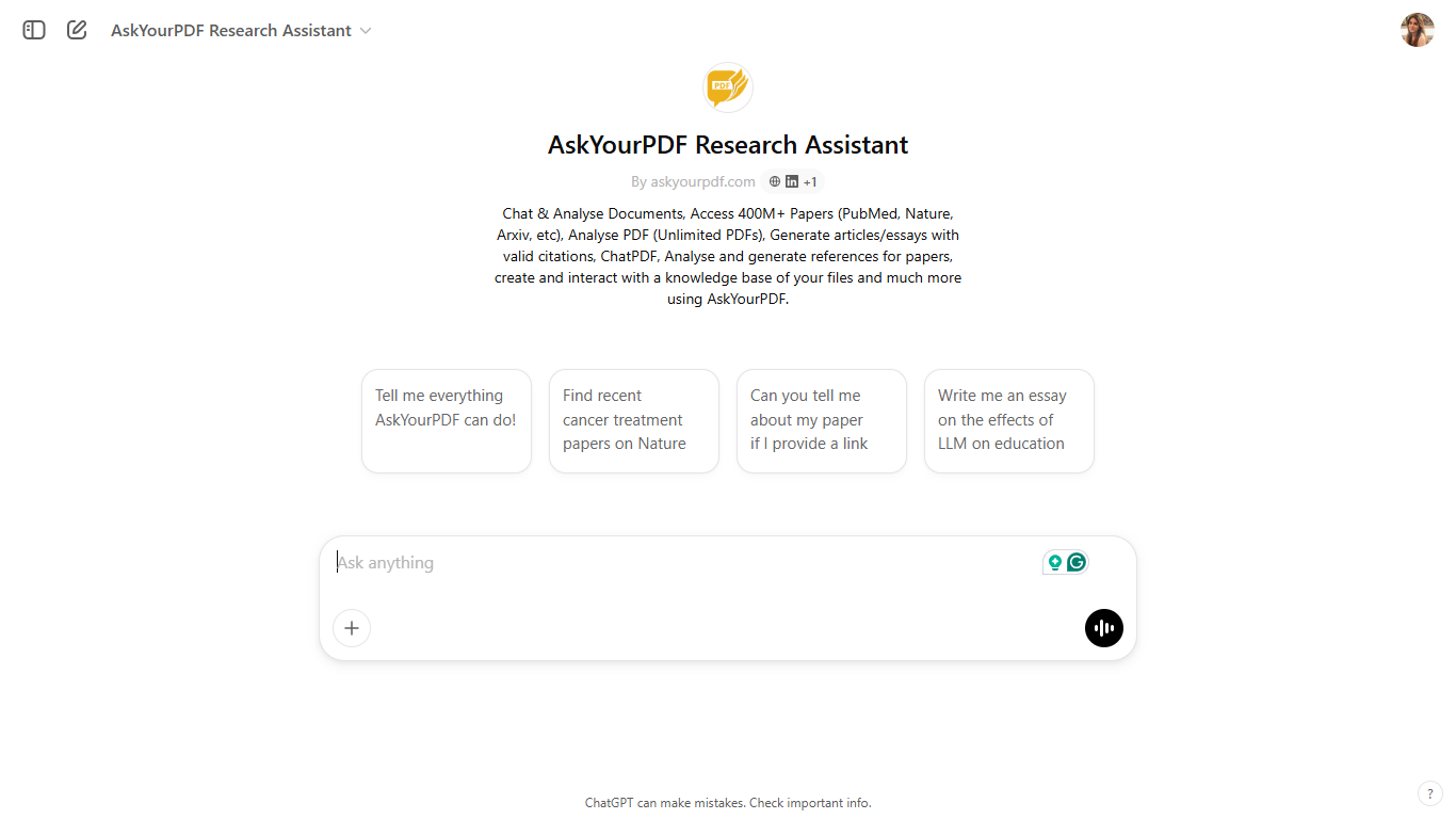 学生に最適な GPT:AskYourPDF リサーチアシスタント:最高の PDF インサイト抽出ツール