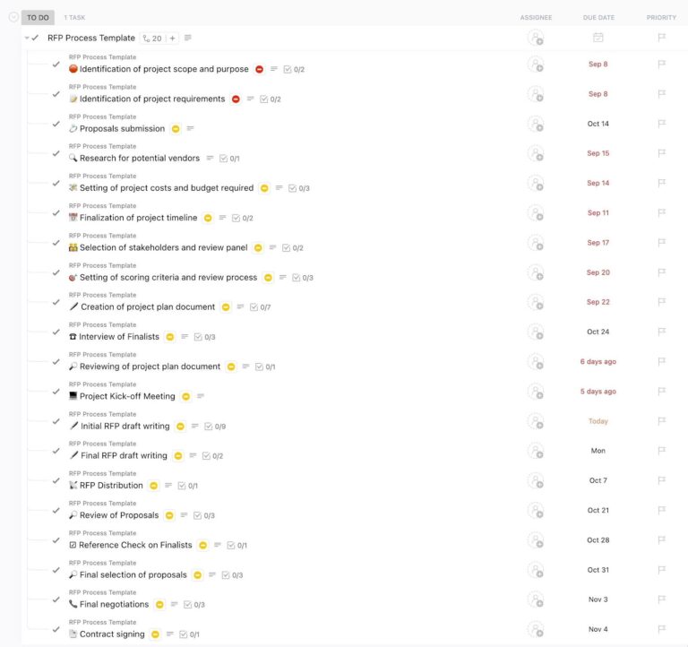 ClickUp RFP Process Template