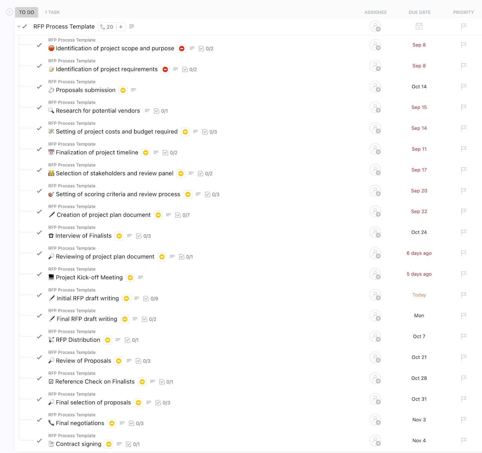 ClickUp RFP Process Template
