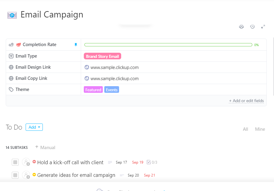 Sales Email Template: ClickUp Email Campaign Template