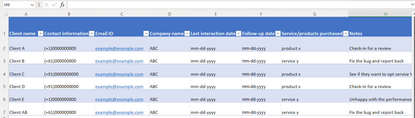 Tabel in Excel: een klantendatabase maken in Excel