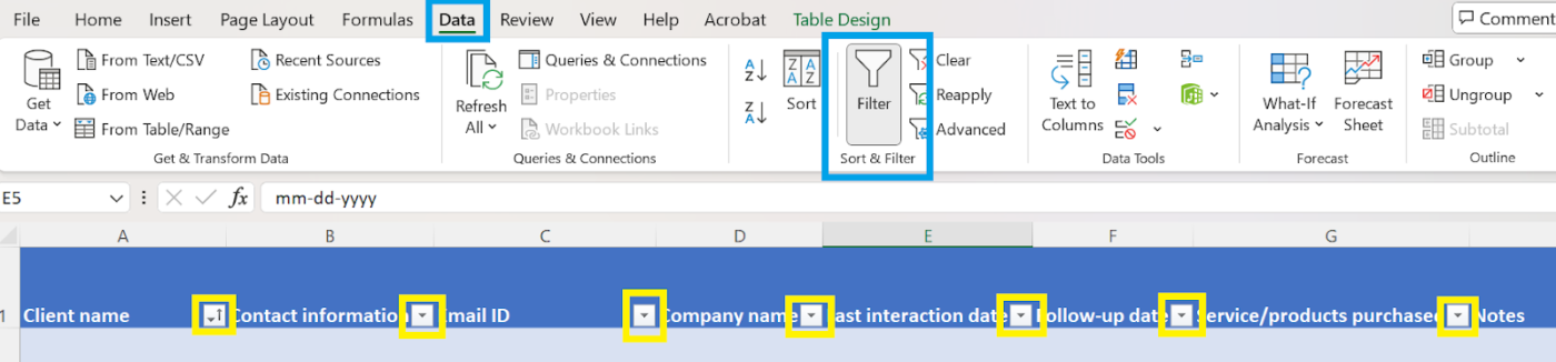 Filteren en sorteren in Excel: een klantendatabase maken in Excel