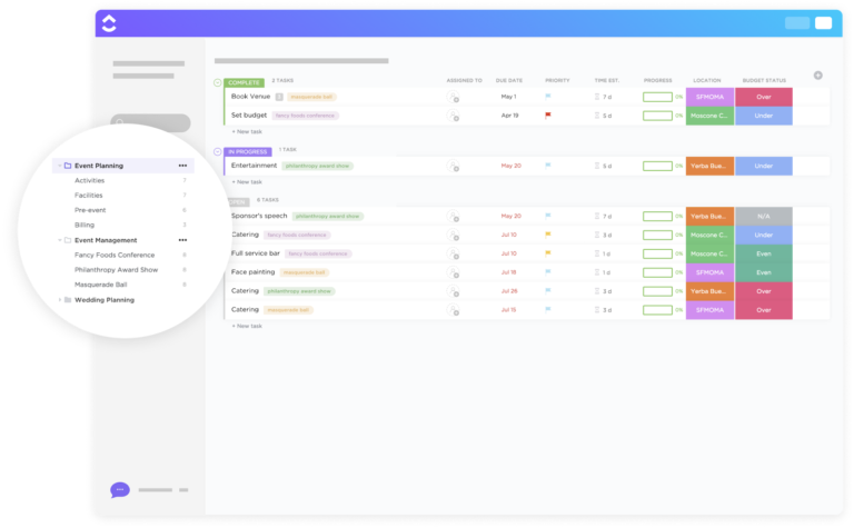 ClickUp Singular Event Planning Template