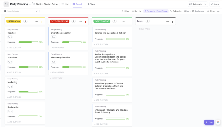 ClickUp Party Planning Template