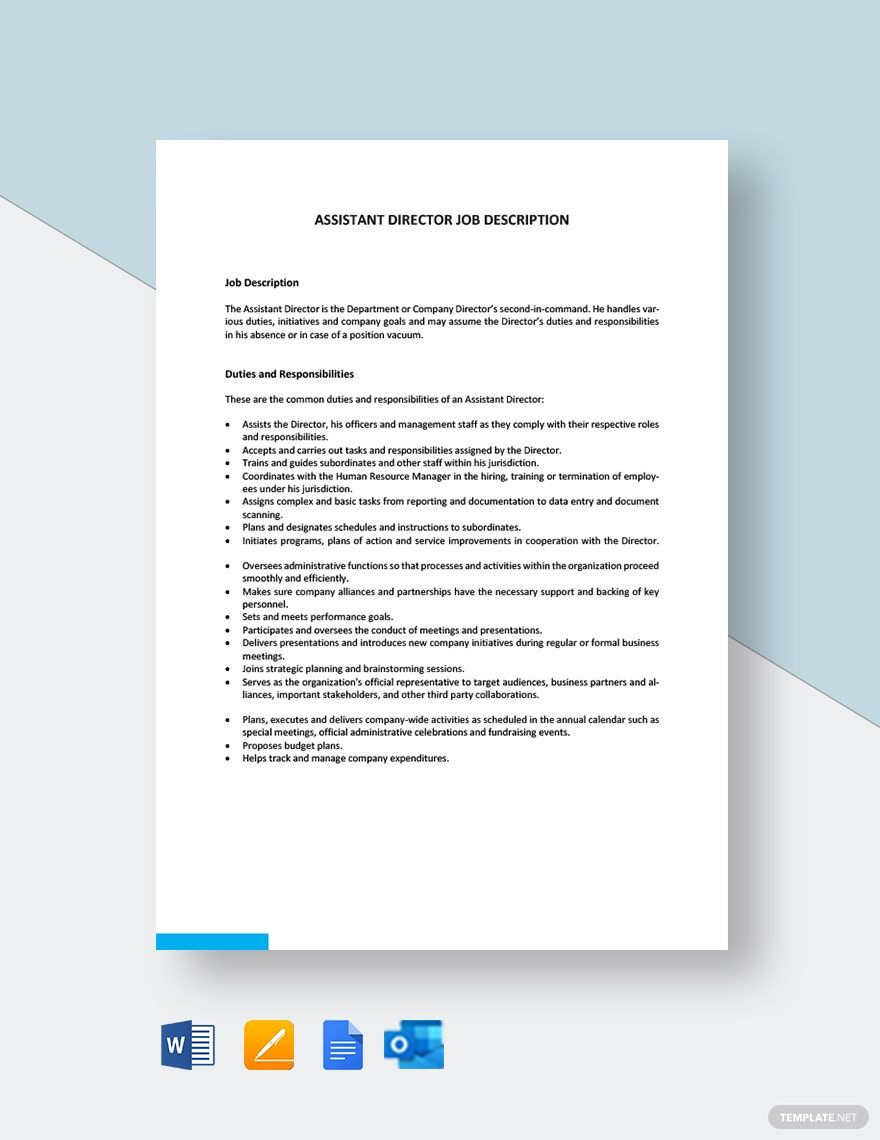 Plantilla de descripción del puesto de asistente de dirección en Word