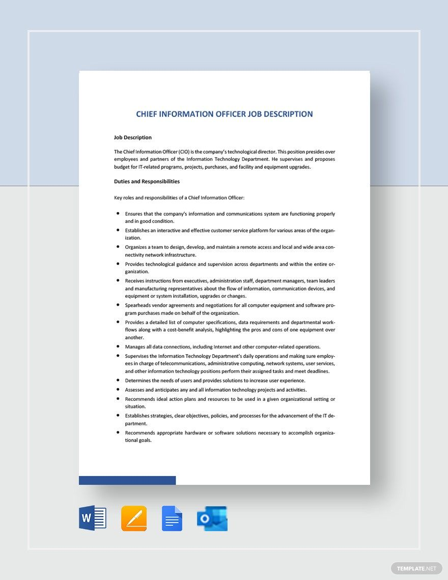 Plantilla de descripción del puesto de director de información en Word