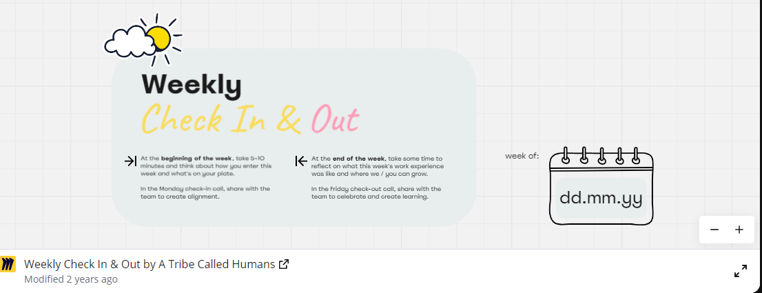 Weekly Check-In and Out Template: Weekly Check In Template