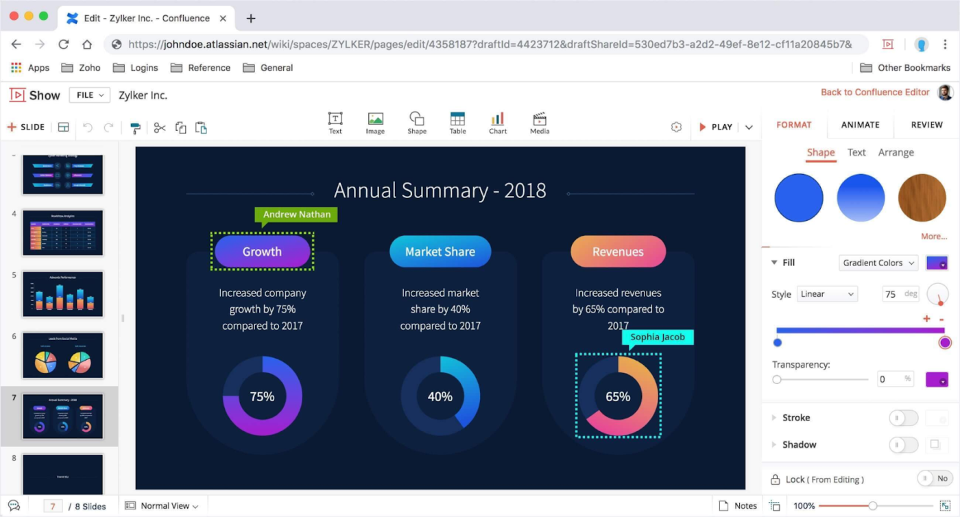 Zoho Show: Các giải pháp thay thế PowerPoint