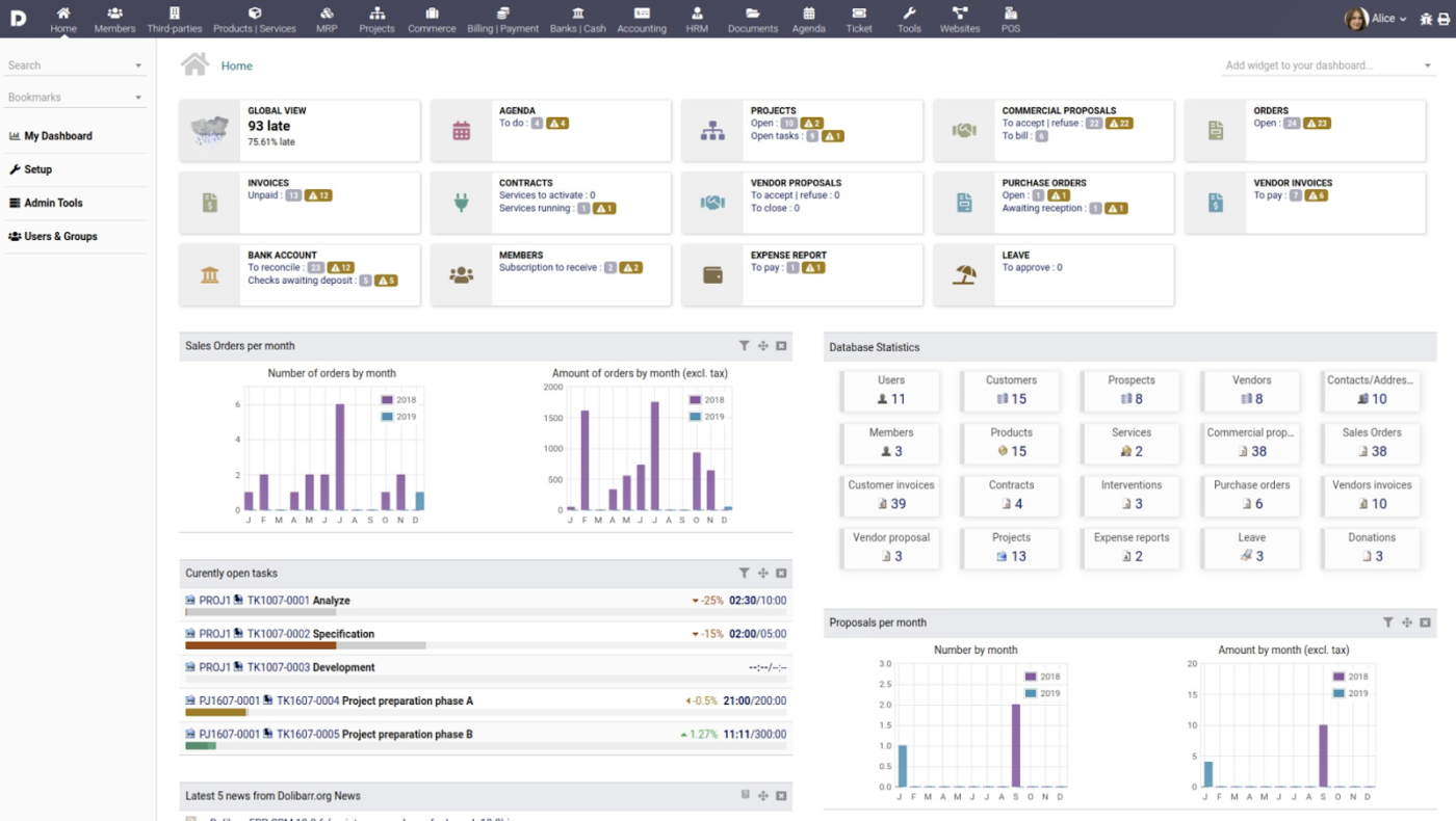 Dolibarr: CRM kết hợp quản lý kho hàng