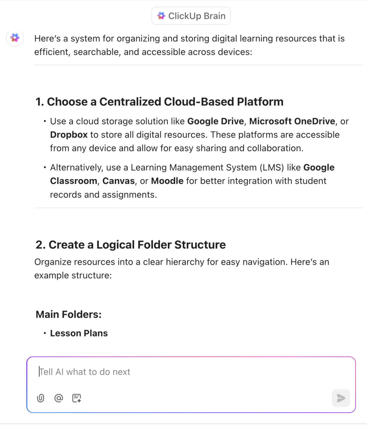 Administrative tasks for teaching on ClickUp AI