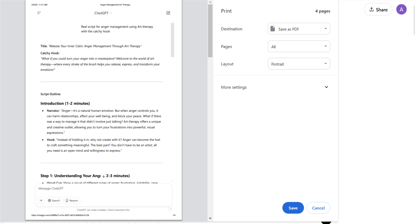 Save PDF on ChatGPT
