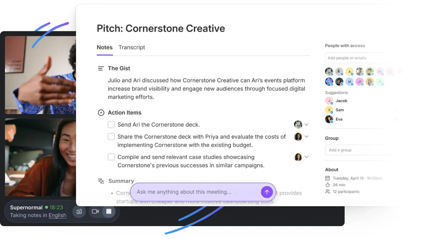 Supernormal: AI Agents for Meetings 