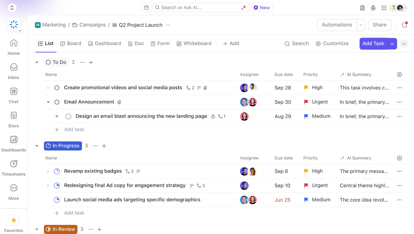 Quản lý dự án ClickUp