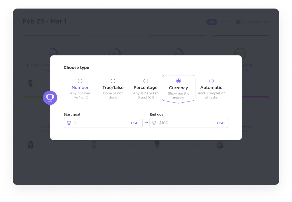 ClickUp Goals: ai habit tracker