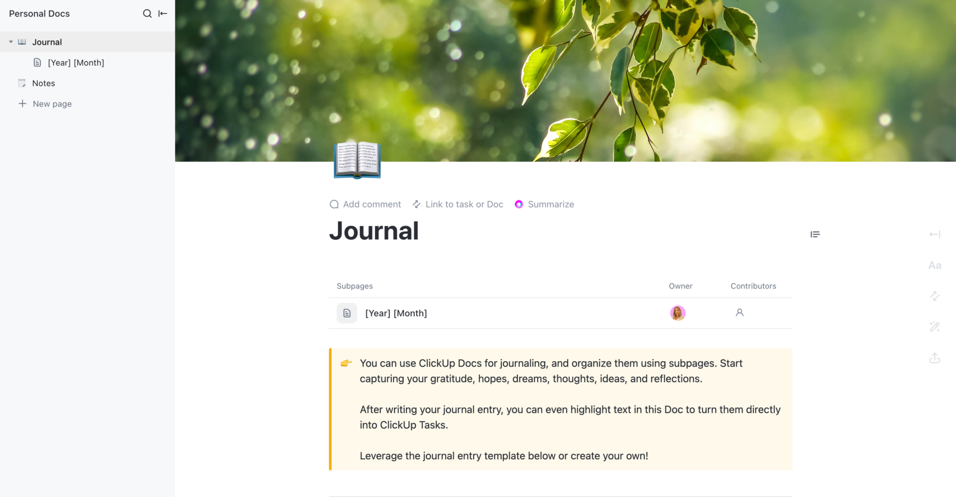 Personal productivity template by ClickUp