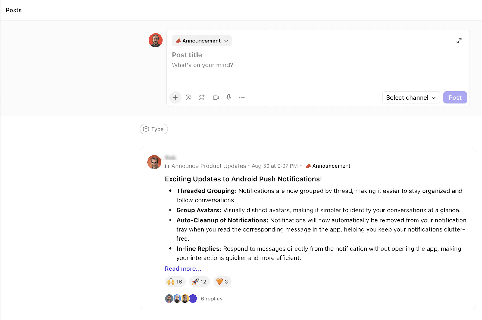 ClickUp Chat: Encourage employee recognition with Posts