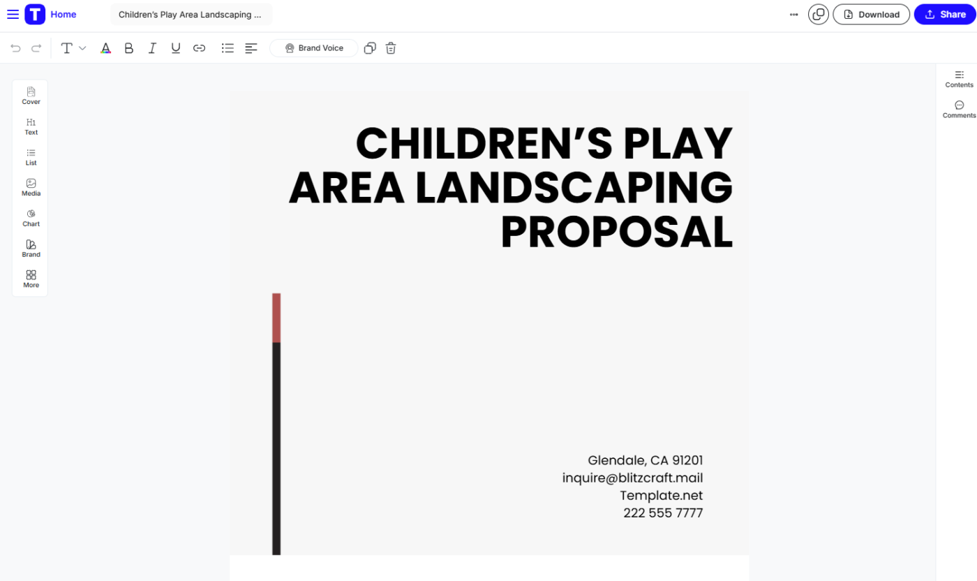 Children's Play Area Landscaping Proposal Template by Template.Net