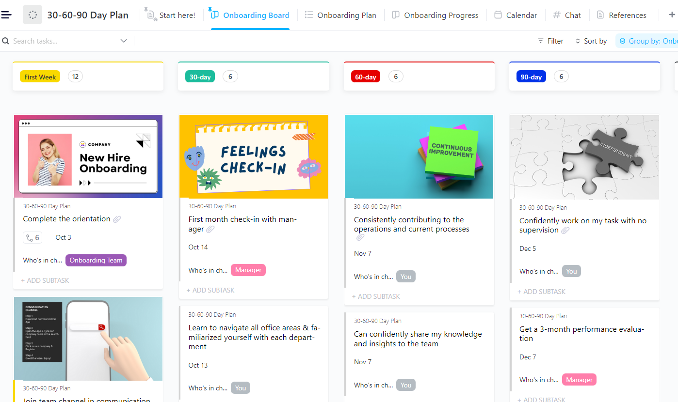 ClickUp 30 60 90 Day Plan Template