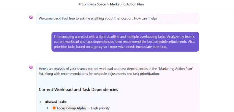 ClickUp Brain to uncover resource bottlenecks