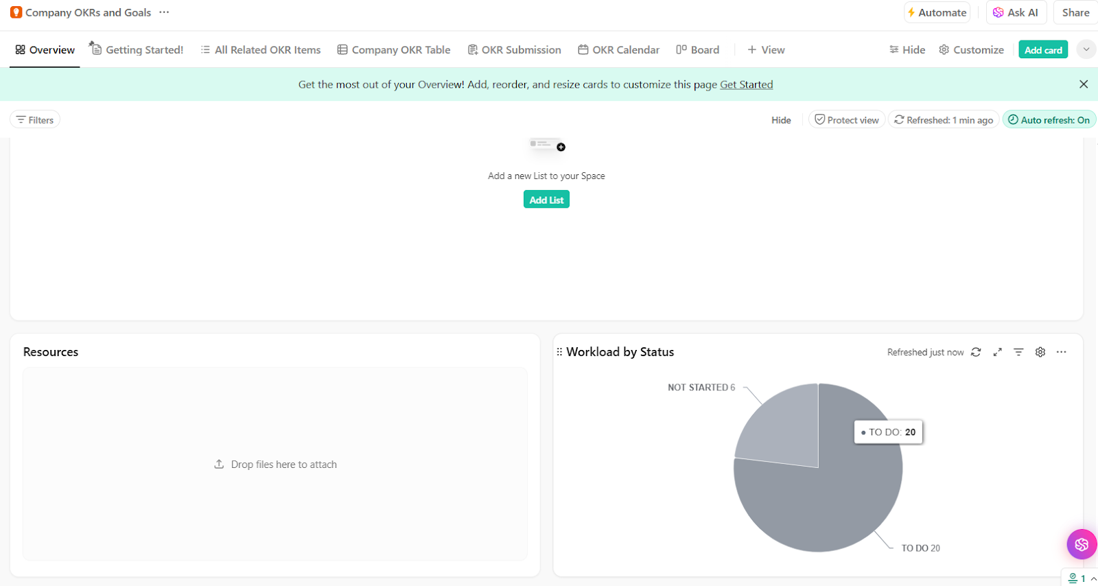 Modèle ClickUp pour les OKR et les objectifs de l'entreprise