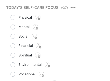 ClickUp Self-Care Plan Template