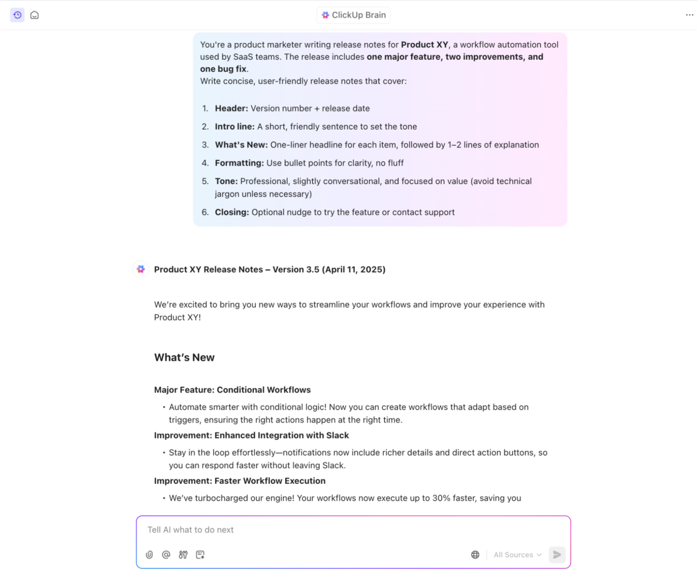 ClickUp Brain: Product Launch Calendar