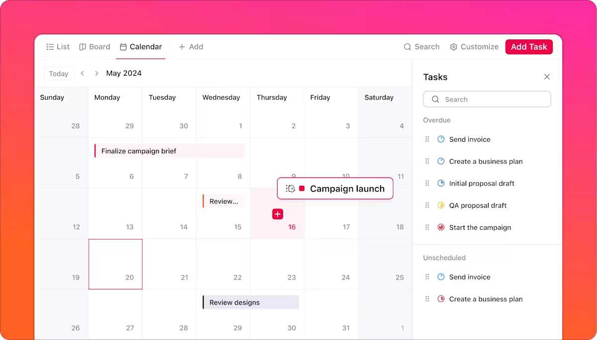ClickUp’s Calendar View: Wanderlog Alternatives