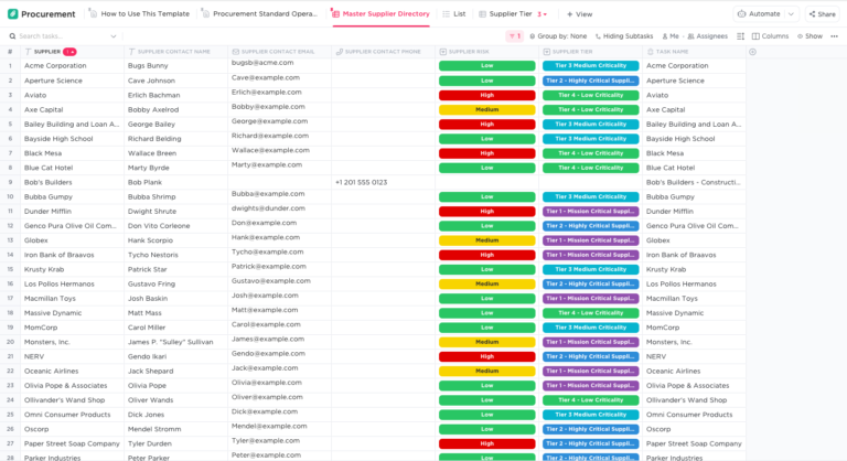 ClickUp’s Procurement Template