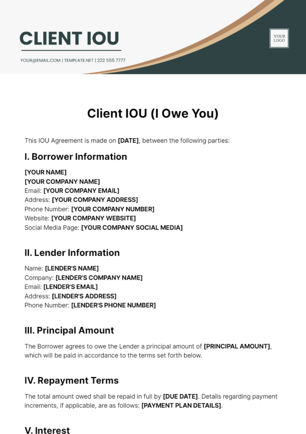 Client IOU Template by Template.net: IOU Template