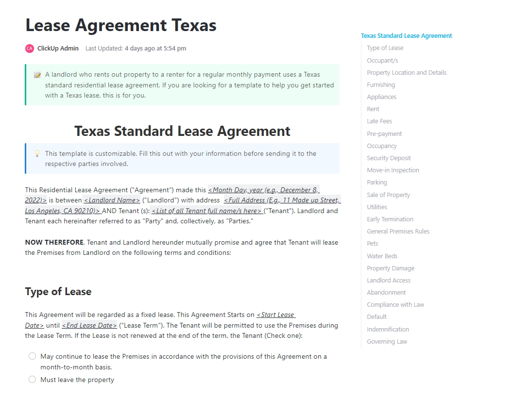 Commercial Lease Agreement Template
