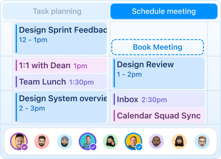 Compare los horarios de los equipos para detectar huecos libres en el Calendario de ClickUp