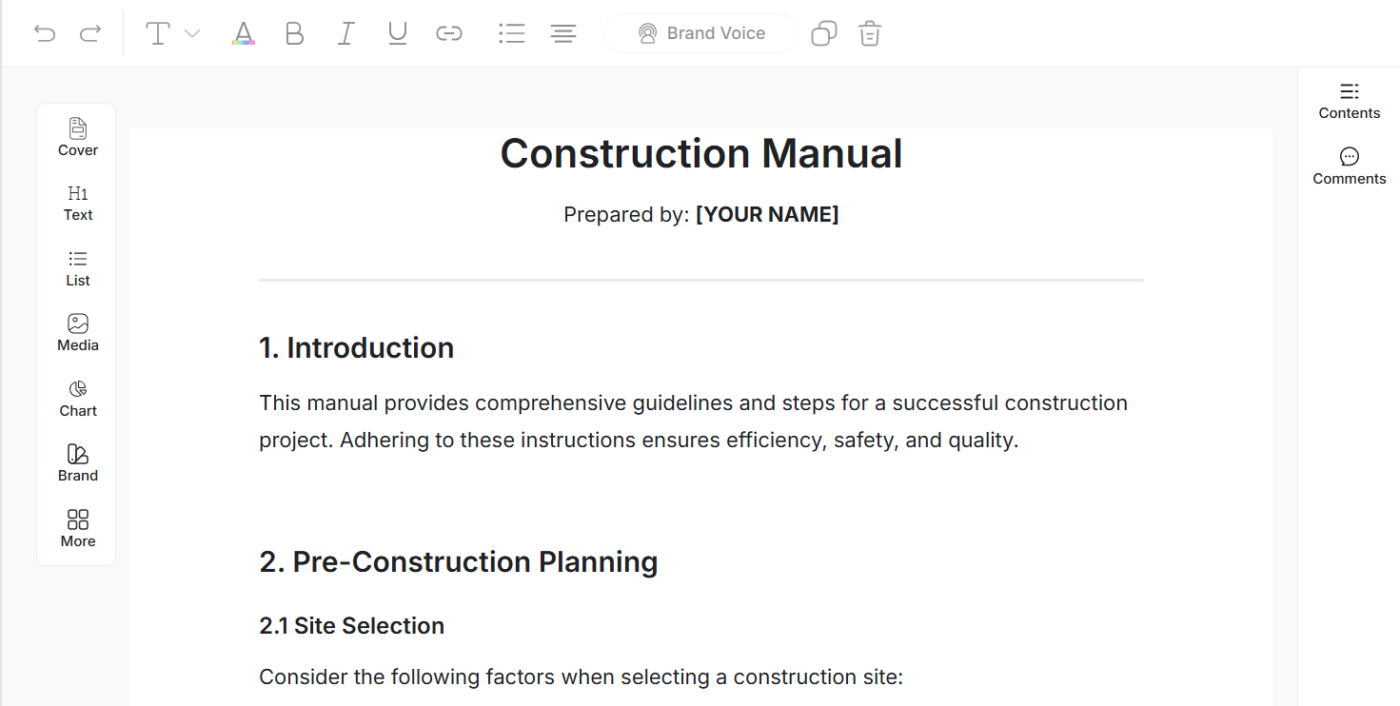Construction Manual Template by Template.Net: Operations Manual Template