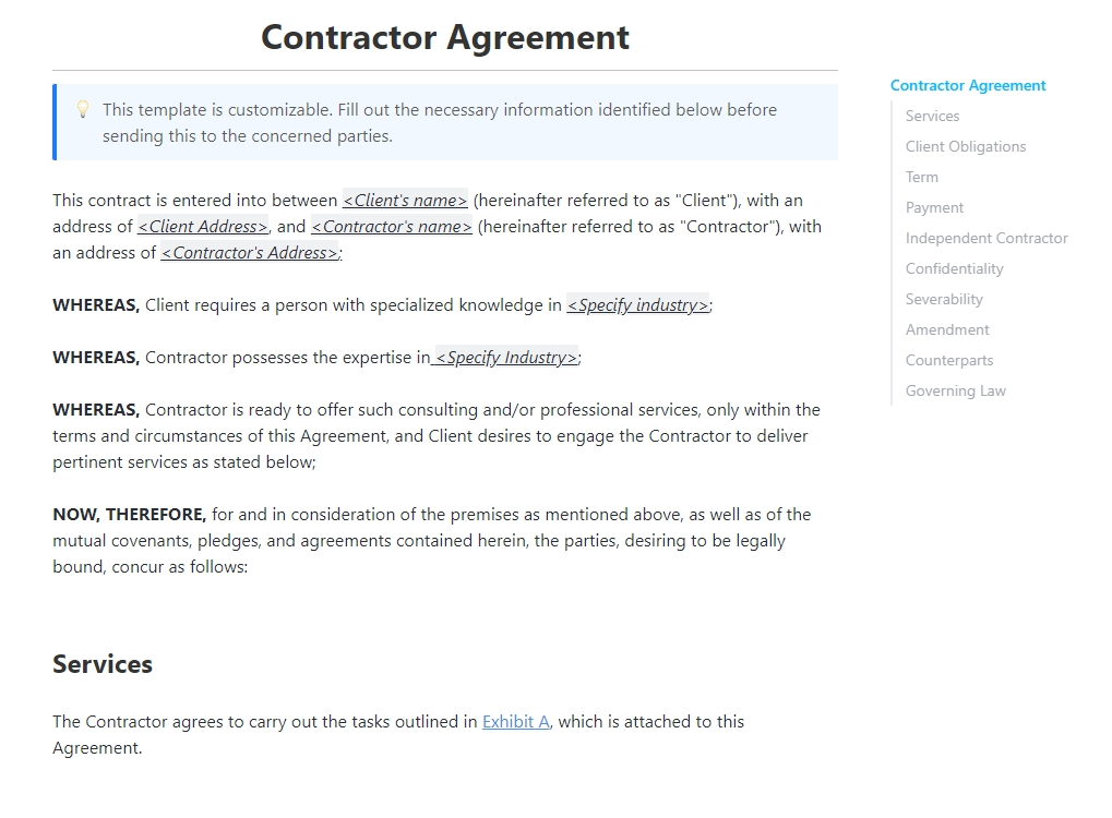 Contractor Agreement Template