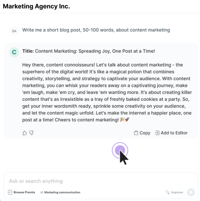 Copy.ai Dashboard: ai email marketing generator