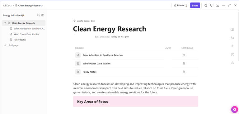Create, edit, and manage transcripts seamlessly within your workflow using ClickUp Docs