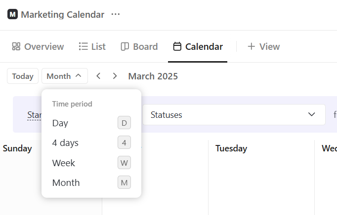 Personalize as opções de linha do tempo dentro do Calendário ClickUp