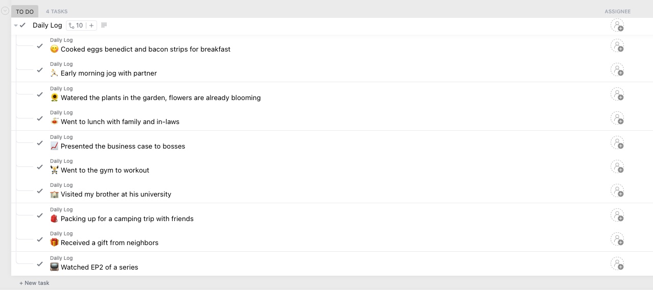 Daily log template