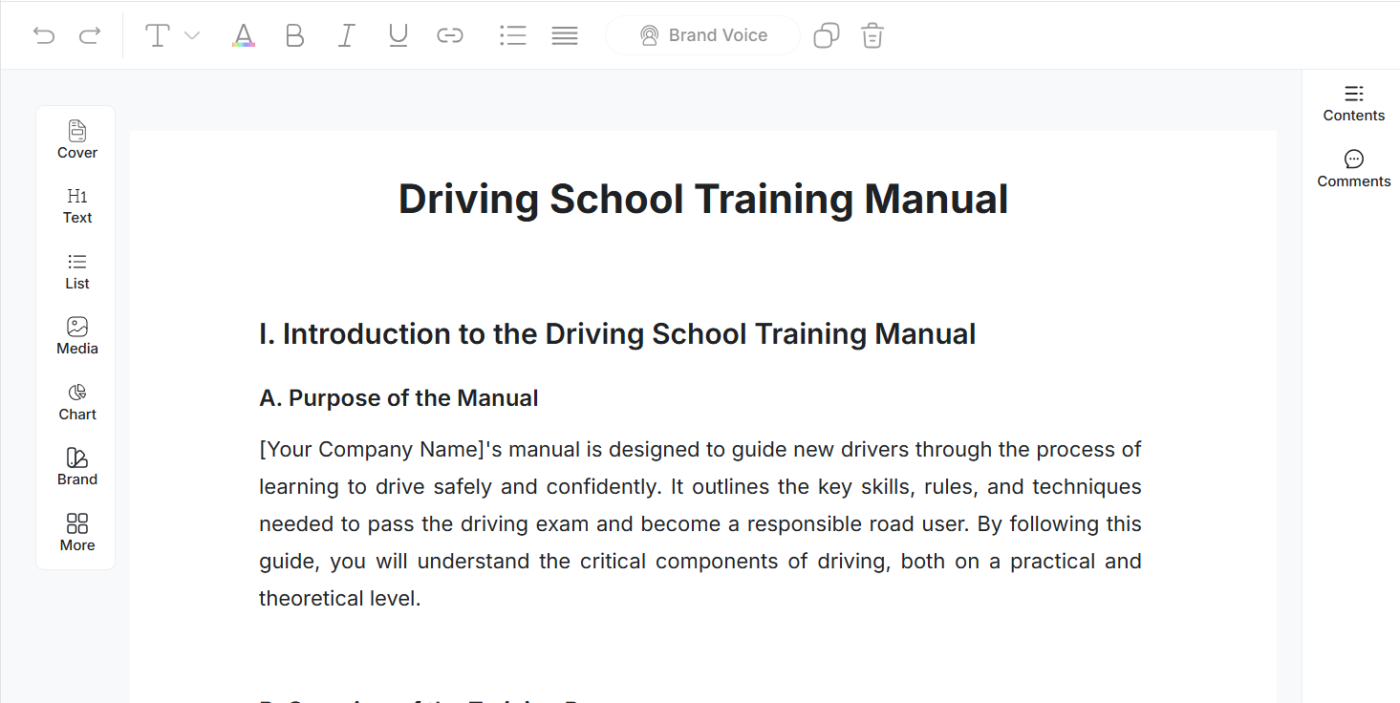 Driving School Training Manual Template by Template.Net: Operations Manual Template