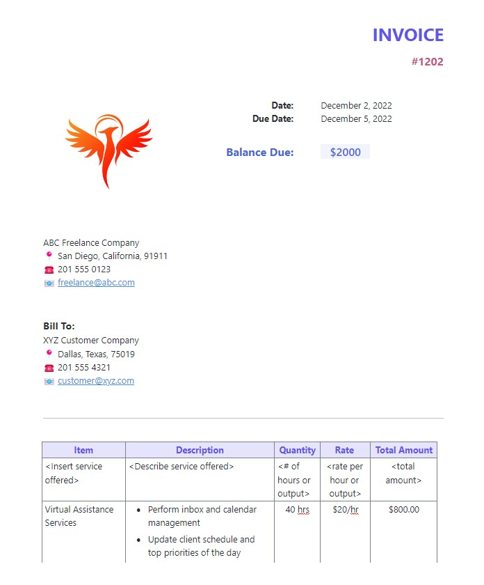 Freelance Invoice Template