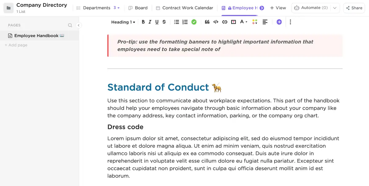 Handbook Template