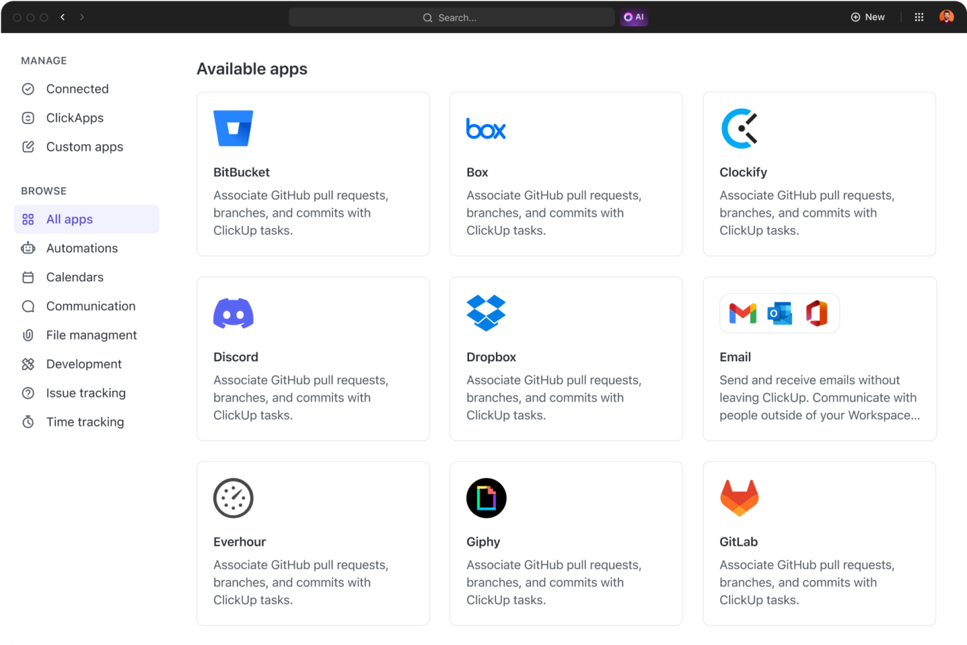 Integrasikan alat favorit Anda dengan ClickUp Integrations