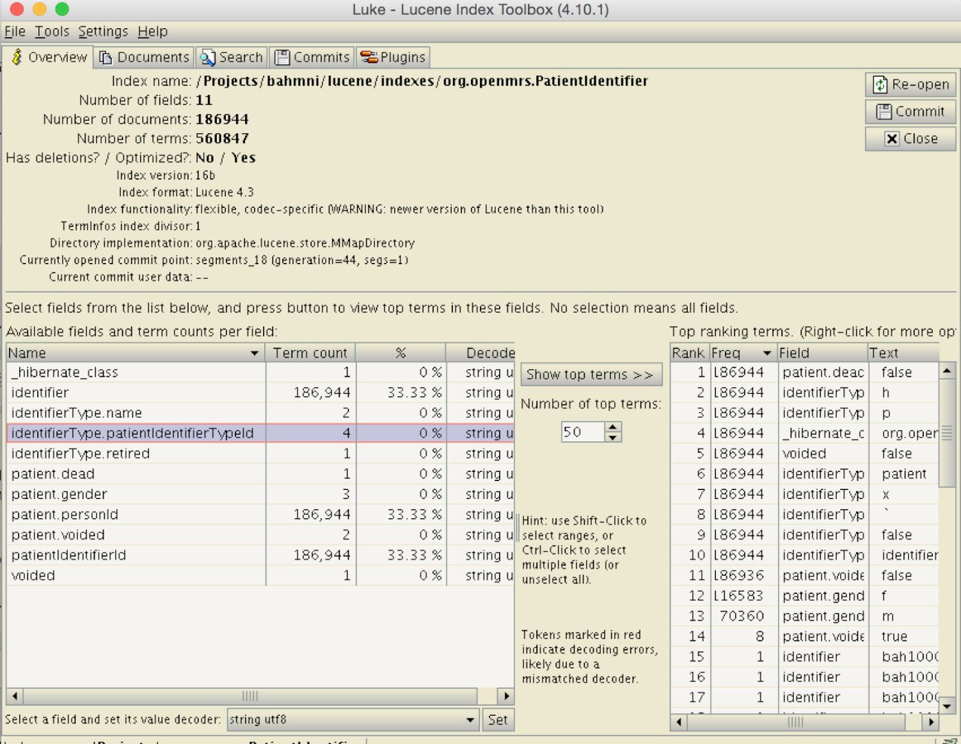 Lucene Dashboard
